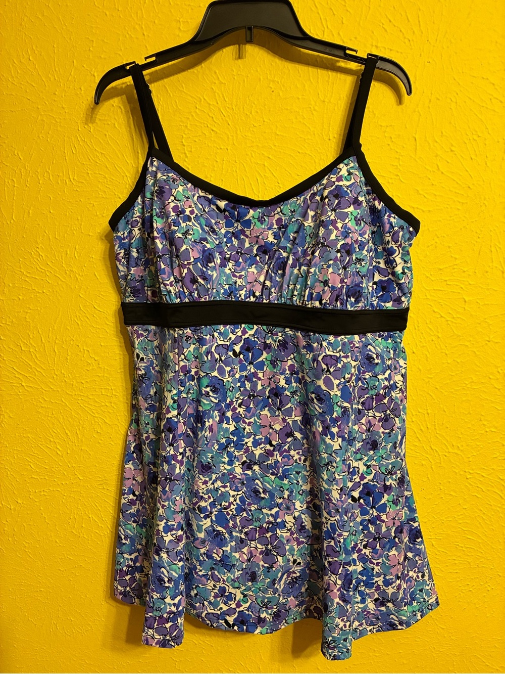 Fit 4 “u”Floral One-Piece Swimdress in Blue and Purple